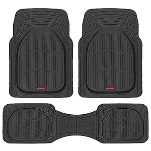 Motor Trend FlexTough Floor Mats for Cars, Black Deep Dish All-Weather Mats, Waterproof Trim-To Fit Automotive Floor Mats for Cars Trucks SUV, Universal Floor Liner Car Accessories