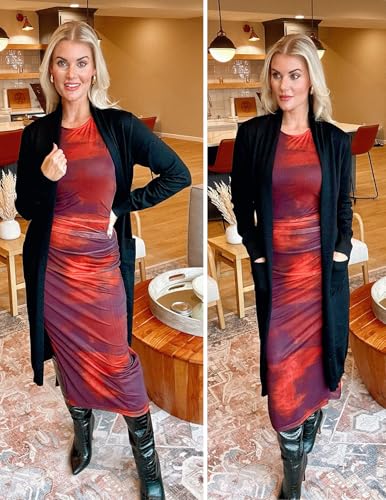 GRACE KARIN Women's 2025 Trendy Long Cardigans Sweater Lightweight Open Front Long Sleeve Maxi Duster Coats with Pockets4