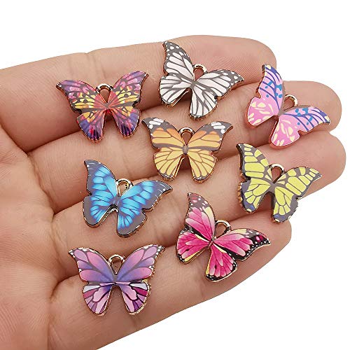 24pcs Enamel Butterfly Pendant Charms for Jewelry Making Bracelet Necklace Earring HM488 - Thumbnail 3