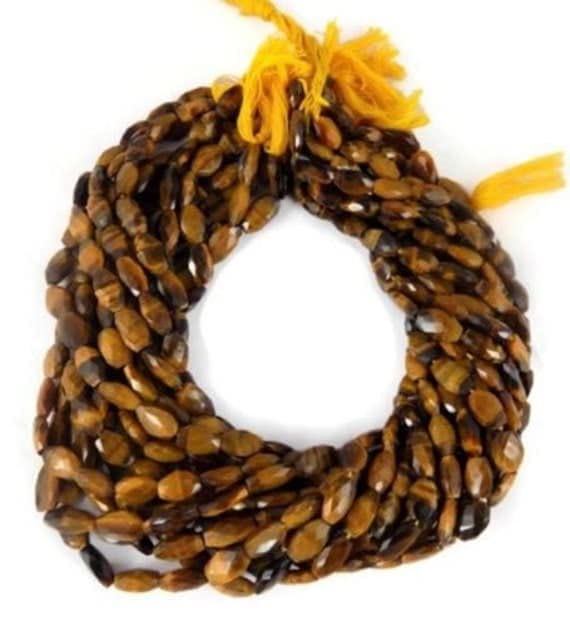 Perles oeil de tigre facettées en ovale pour réparer et personnaliser vos bijoux