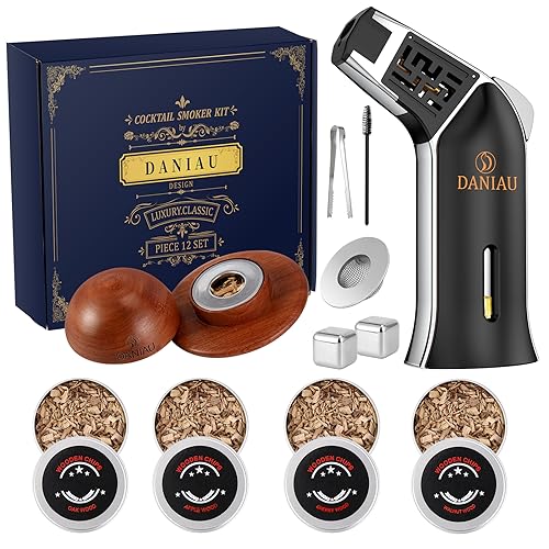 Kit de defumador de coquetel com tocha, 4 sabores de lascas de madeira para kit de defumador de uísq