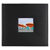 Golden State Art, Family Holiday Photo Album for Christmas, Vacation, Anniversary Photography Book for 200 4x6 Pockets with Memo, 2 Per Page Large Capacity (Embossed Faux Leather Cover - Black)