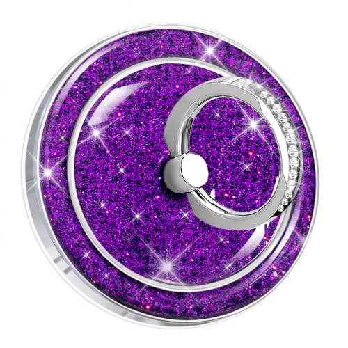 Magnetic Phone Ring for MagSafe,Phone Grip Kickstand,Finger Ring Holder Stand Compatible with iPhone 17 16 15 14 13 12 Pro Max Plus and Phone Case - Purple Glitter - image 1