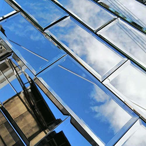 Diflart Beveled Silver Mirror Glass Tile Subway 3X6 Inch For Kitchen Backsplash Bathroom Wall Pack Of 40 Pcs #TOP4