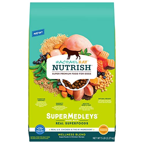 Rachael Ray Nutrish SuperMedleys Wellness Blend Premium Dry Dog Food, Chicken with Salmon & Superfoods Recipe, 5 Pounds