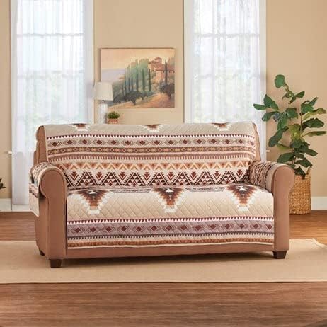 S M Ent. Neutral Southwest Aztec Furniture Cover-Loveseat