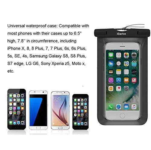 Ibarbe Compatible With Universal Ipx8 Waterproof Phone Pouch Dry Bag Compatible For Iphone 11 Pr Max Xs Xs Max/Xr/X/8/8P Up To 6.5", Protective For Pools Beach Kayaking Travel Or Bath-Black 3Pack #TOP5