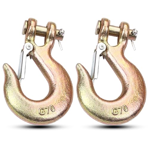 2Pack Clevis Slip Hook, 5/16 Inch Safety Latch, Heavy Duty