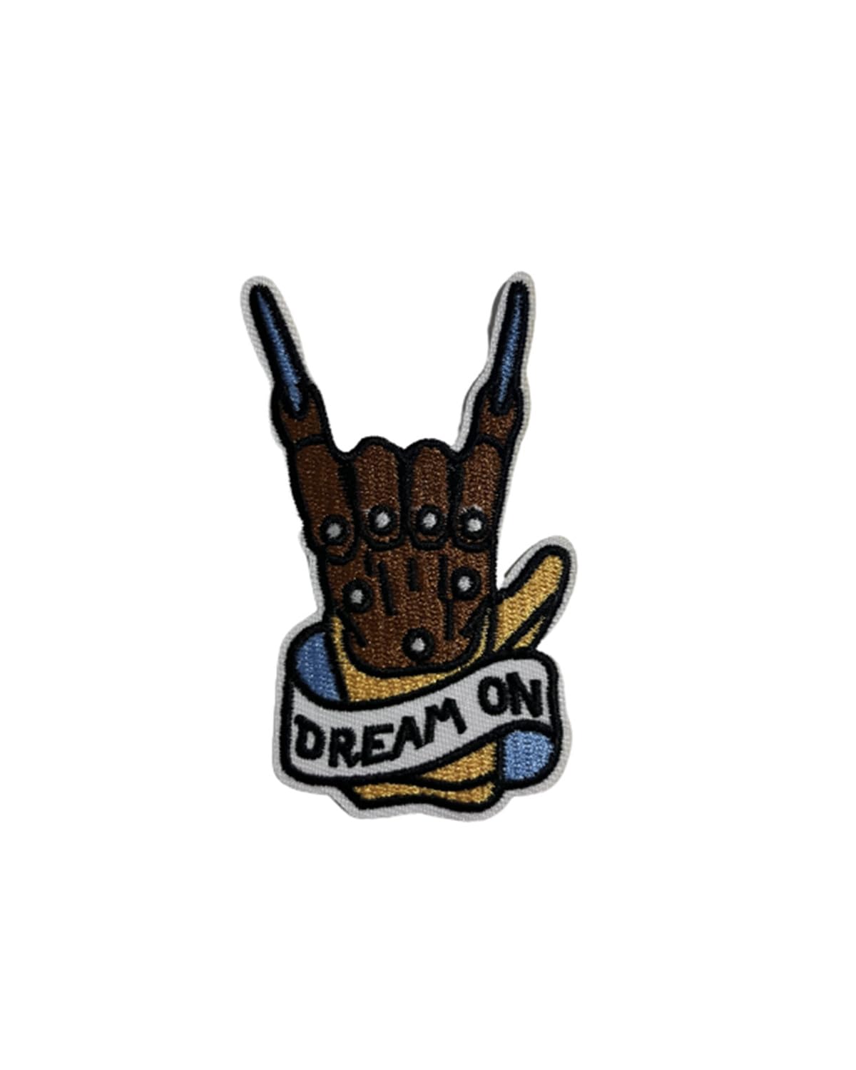 TEKISTO Rock n Roll Dream on Embroidery Patch Sew on Iron on Patch Repair Applique Repair Accessory for Backpack, Hat, Jacket Finger