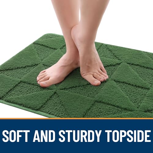 Image of OLANLY Door Mats Indoor, Non-Slip, Absorbent, Dirt Resist, Entrance Washable Mat, Low-Profile Inside Entry Doormat for Entryway (30x17 inches, Green)
