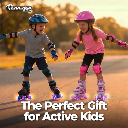 Image of Chicago Skates Glitzy Kids Roller Skates Monster Truck - Adjustable Roller Skates Girls Boys,Light-Up Wheels,Durable Beginner Quad Skates,Front Stopper,Comfortable,Smooth Rolling,Indoor Outdoor,Age 3+
