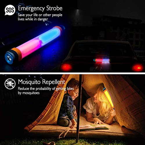 FONREST Waterproof Camping Lantern, Portable Magnetic LED Tent Light, Cylinder Lamp Bar as Flashlight/Energy Bank/Mosquito Repellent/SOS Emergency/Safety Hammer for Fishing Hiking Garage Failure - Image 6