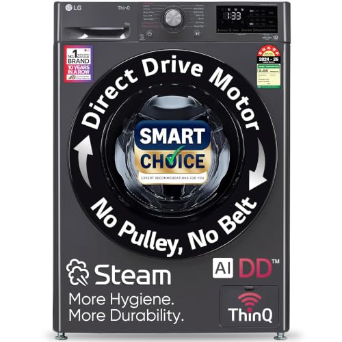 LG Smart Choice, 9 Kg, 5 Star, AI Direct Drive Technology, Steam,...