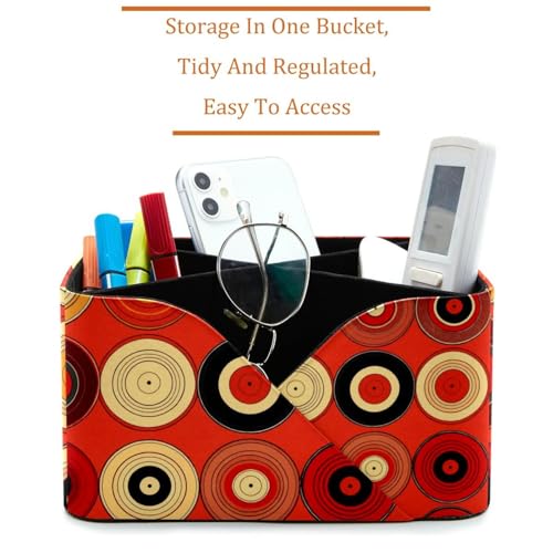 Porte-stylos rectangulaire disques rouges, organiseur bureau