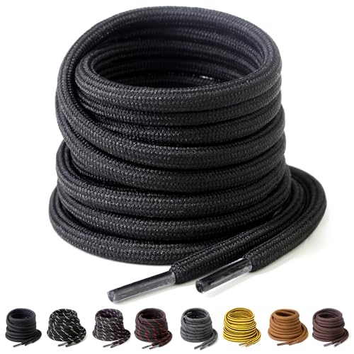 Yusimu Black Round Strong Boot Laces,Heavy Duty Shoelaces for Work Boots,Trainers,Walking,and Hiking Shoes,Durable 4.5 mm Thick Replacement Strings 44 Yusimu Black Round Strong Boot Laces,Heavy Duty Shoelaces for Work Boots,Trainers,Walking,and Hiking Shoes,Durable 4.5 mm Thick Replacement Strings 44