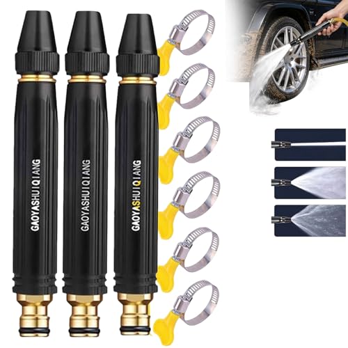 Pistola De Agua De Alta Presión para Lavado De Autos con Boquilla De Refuerzo Y Manguera, Pistola De Agua Ajustable De Alta Presión para Lavado De Automóviles, Jardinería, Limpieza De Patio (3PCS)
