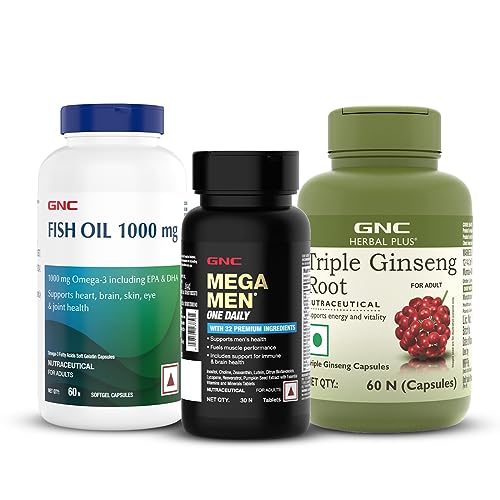 See full amazon price history chart for GNC Mens Energy, Immunity & Performance Trio | Multivitamin with 32 Premium Ingredients (30 Tablets), Fish Oil 1000 MG (60 Softgels) & Triple Ginseng Root (60 Capsules) | Healthy Cholesterol & Energy Levels | Strength & Stamina| Formulated In USA GNC Mens Energy, Immunity & Performance Trio | Multivitamin with 32 Premium Ingredients (30 Tablets), Fish Oil 1000 MG (60 Softgels) & Triple Ginseng Root (60 Capsules) | Healthy Cholesterol & Energy Levels | Strength & Stamina| Formulated In USA (B0CG88K9DY) Amazon Price History, Amazon Price Tracker