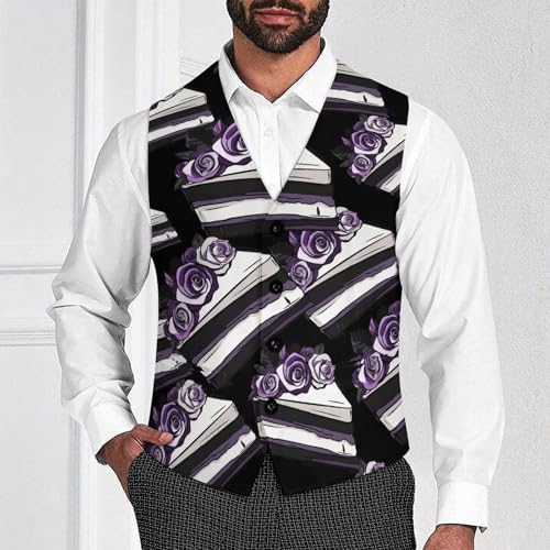 Asexual Pridees Flag Cake Dessert Men's Suit Vests Business Formal Dress Vest V-Neck Waistcoat for Wedding Casual2