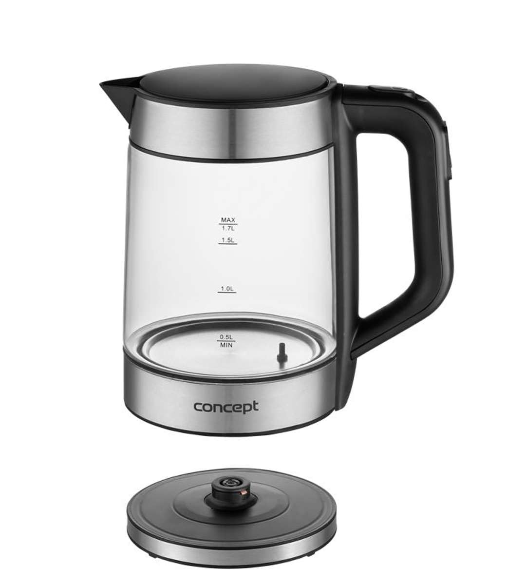 Concept RK4067 - Hervidor de cristal (1,7 L, regulador de temperatura: 50/70/80/90/100°C, 1850-2200 W, función de mantenimiento en caliente, control digital