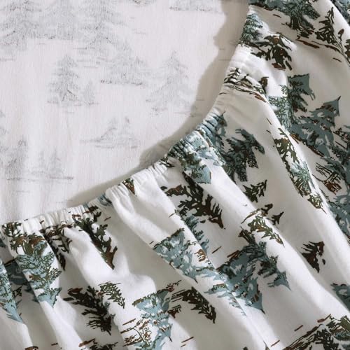 Image of Eddie Bauer - Flannel Sheets King Size, Anti-Pilling & Wrinkle Resistant Cotton, Touchably Soft for All-Season Comfort - Bed Sheets with Matching Pillowcases & Fitted Sheet (Snowy Pine Trees Green)