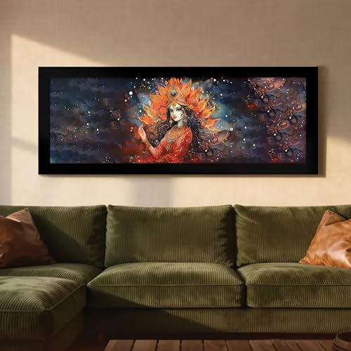 Image of PAINTINGMANTRA Indian Goddess Vastu Wall Art Framed Luxury Paintings for Home Decoration, Living room, Bedroom and Office Decoration (99x38 CM)