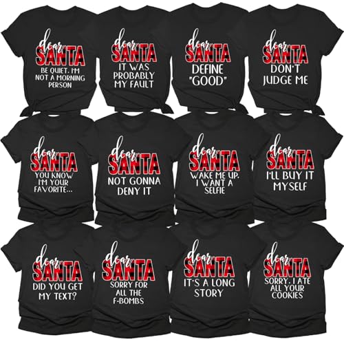 Dear Santa Sayings Shirt Matching Family Christmas Outfit 2024, Santa Claus Group T-Shirt Matching Christmas Pajamas3