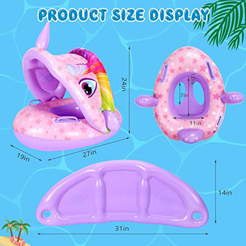 Ezigo Baby Pool Float With Canopy, Unicon Inflatable Baby Swimming Float With Sunshade, Infant Baby Swim Floats For Pool, Summer Pool Toys Party Favors For Kids Toddlers Girls Boys Aged 6-36 Months #TOP6