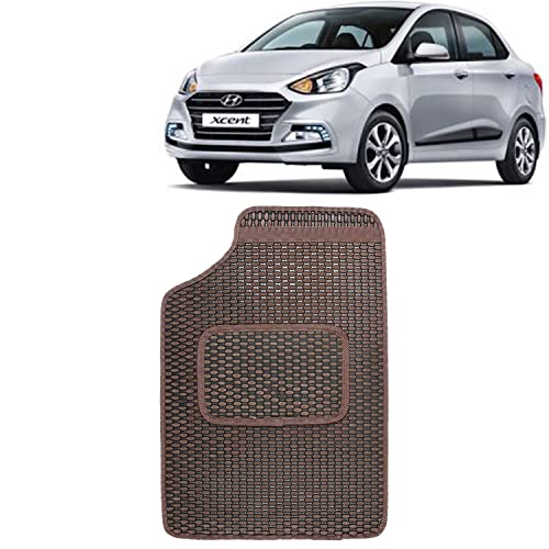 Image of Kingsway Dotted Design Car Floor Foot Mats Universal Fit for Hyundai Xcent, Model Year : 2017 Onwards, Water and Dustproof, Color Brown, Set of 5 Pieces