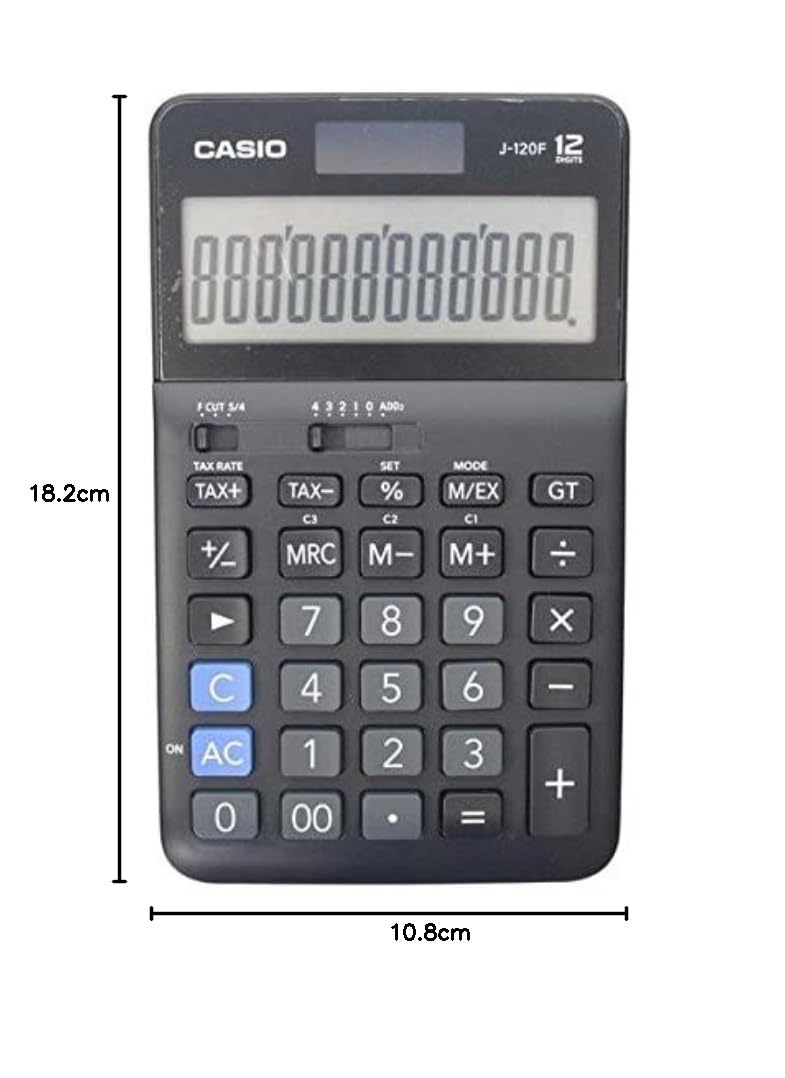 Casio J-120F-W-DP stacjonarny kalkulator cyfrowy - czarny