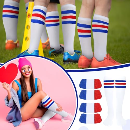 Image of Panitay 2 /12 /16 /24 Pairs Softball Soccer Socks Glitter Eye Black Stickers Team Spirit Accessories for Youth Women Sport Wear