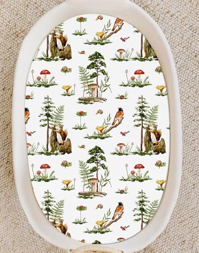Image of Bassinet Sheets for Baby Girls Boys 2 Pack, Fitted Baby Mattress Sheet for Rectangle, Oval, Hourglass Bassinet Mattress, Breathable Cozy & Universal Fit (Bear Tracks, Bassinet Sheet)