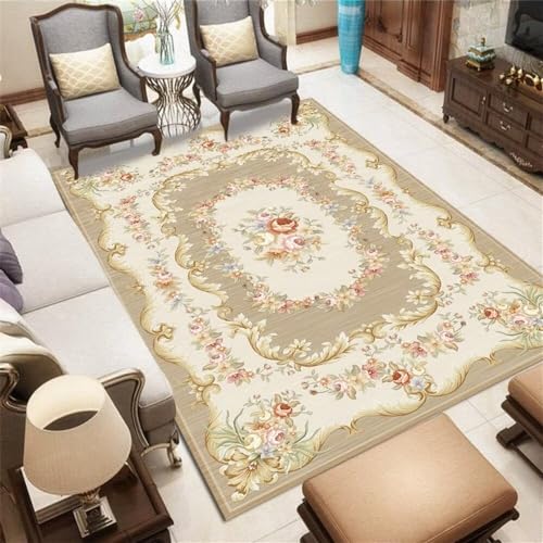 Tapis géométrique floral rétro grand format aux finitions soignées - 2