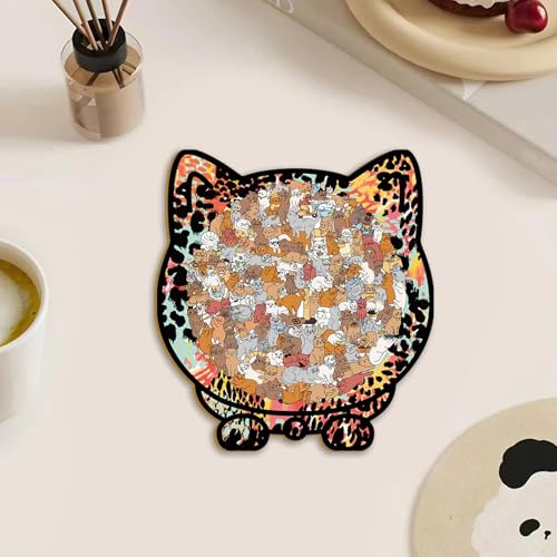 Puzzle de gato contra el estrés: rompecabezas de madera con marco para decorar tu hogar 2