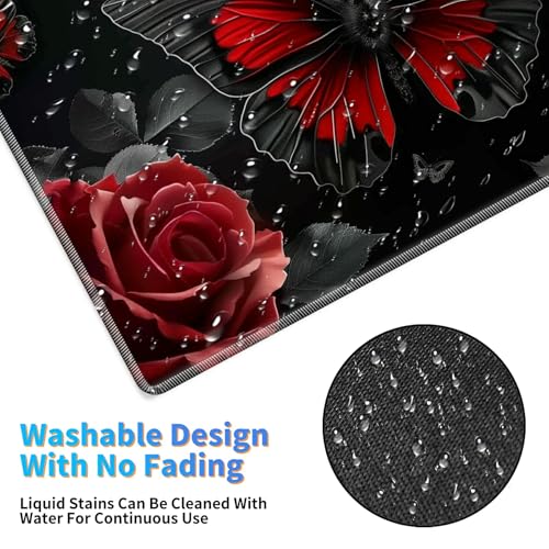 Mouse Pad de escritorio 80x30 cm diseño mariposa rojo miniatura 4