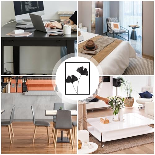 Décoration murale de feuilles métalliques LED et cadre noir pour intérieur - 4