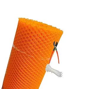 MESH Masters UV Stabilized Garden Fencing Net_Tree Guard Net_Anti Bird Net_PVC Virgin HDPE_3.3 Feet Height X 10 Feet Length_ Orange Color_800 GSM with 1 Cutter and 50 PVC Tags MMFI24