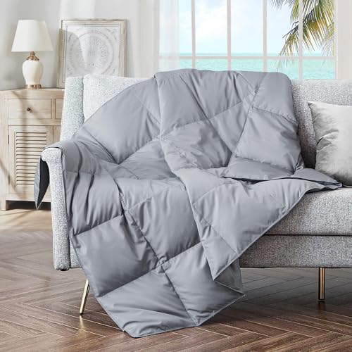 puredown® Soft Feather Down Throw Blanket Lightweight Packable Couch Throw for Indoor and Outdoor