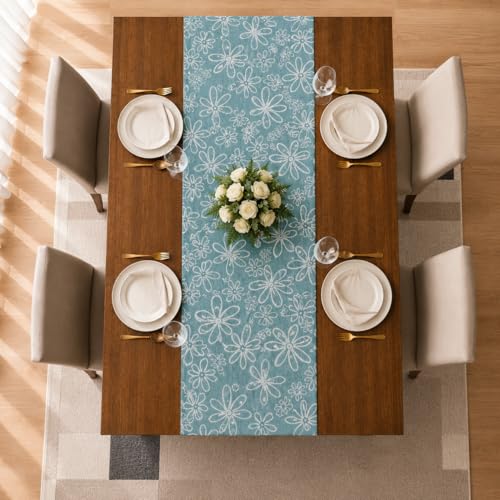 Image of STITCHNEST 'Nomad Weave Collection' Jacquard Table Runner 13x60 Inches| Tassel Finish | Modern Dining Table Decor