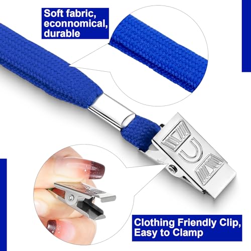 Image of Marspark 10 Sets 4 inchx3 inch Name Badge Holder with Lanyard Bulk, Blue | Waterproof Reusable Plastic with Clip, ID Badges Business School Conference Use, Lanyard Strap for Employees Students Events