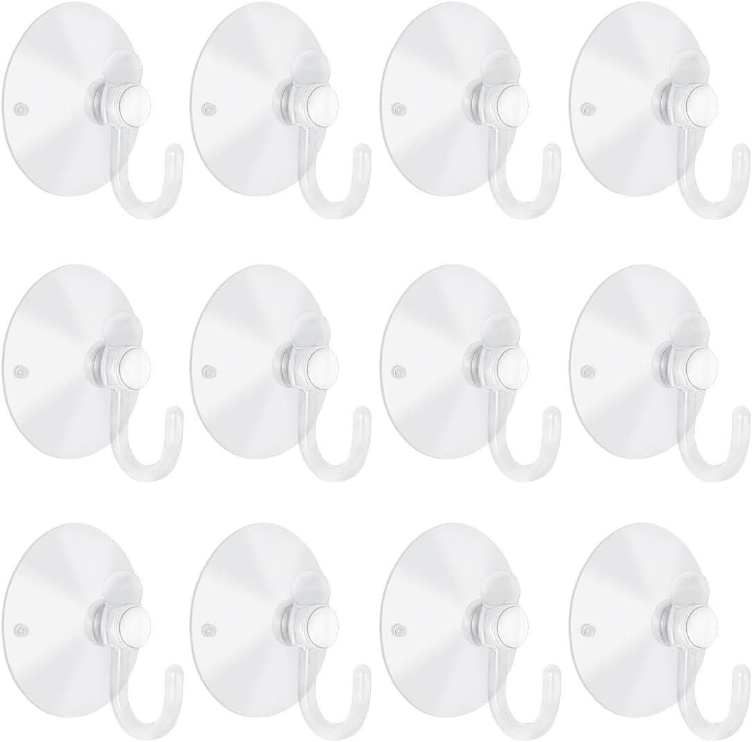 200 Pieces Large Suction Cups with Hooks 2 inch Clear Plastic Sucker Hooks for Glass Window Wall Festivals Parties Theme Carnival Decoration Door Bathroom Kitchen
