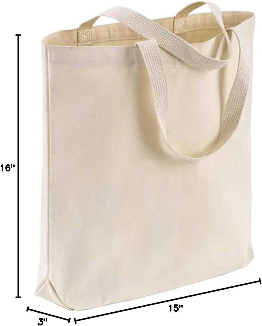 TBF Wholesale Canvas Tote Bags 15x16x3 with Bottom Gusset | Blank Totes for Printing, Painting & Embroidery - Image 9