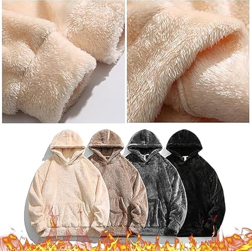 Qozys Fluffy Hoodie, Qozys Mens Fuzzy Sherpa Hoodie, Loose Cozy Long Sleeve Winter Hooded Outwear2