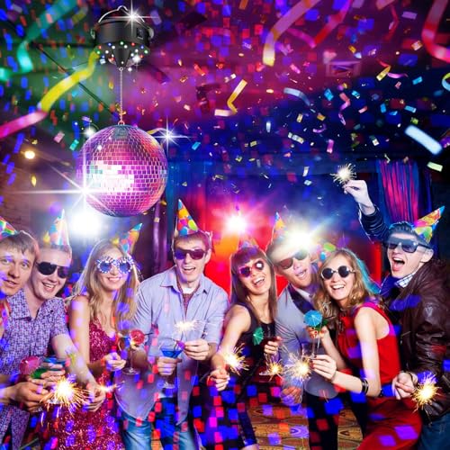 TRESSON Disco Ball with Motor and Light, 5/8/10/15 RPM Adjustable Speed Rotating Motor with 6 Inch Hanging Mirror Ball, 4 Light Colors and 18 LEDs for DJ Club, Theme Party - Thumbnail 7