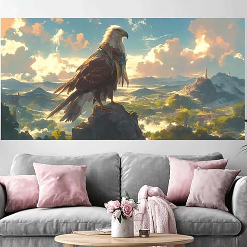 Diamond Painting Adulte Grand Format : Créez une œuvre d'art 5D paysage aigle de 70x140cm