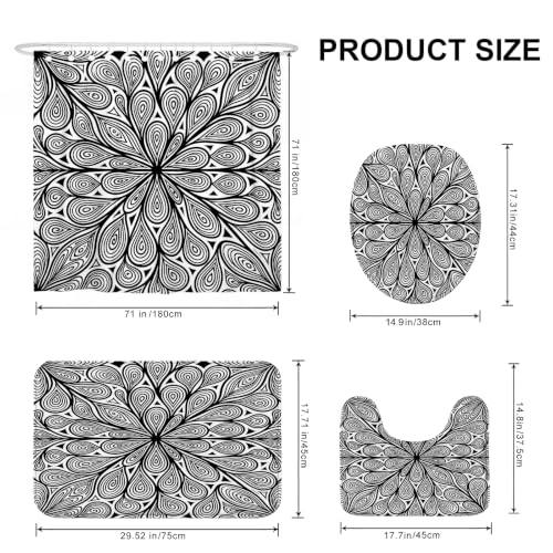 Ensemble rideau de douche imperméable moderne 183x183 motif feuille géométrique - 4