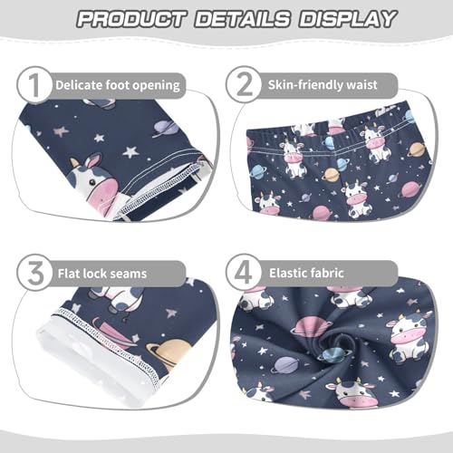 Vdsrup Girls Leggings Cow Planet Cartoon Kids Length Leggings Pants Athletic Yoga Pants Toddler Tights Trousers 4T3