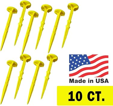 Low Profile Survey Stakes - High-Visibility - Survey Markers Boundary Markers Hi-Vis Garden Stakes (10-Pack (Yellow)