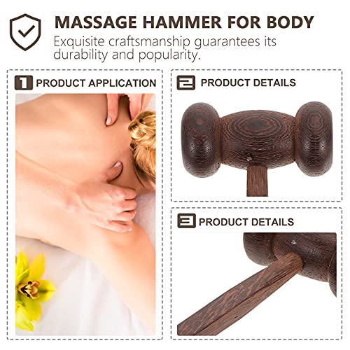 Exceart Manual Back Massagers Wood Massage Hammer Full Body Acupuncture Hammer Stick Neck Shoulder Leg Back Knocking Hammer Adult Body Pain Relax Massager Style 2 Massage Pat #TOP7
