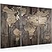 Runa Art Wandbilder Weltkarte Bild XXL Büro Wohnzimmer Beige Braun Holzoptik 120 x 80 cm 3 Teilig 035031b