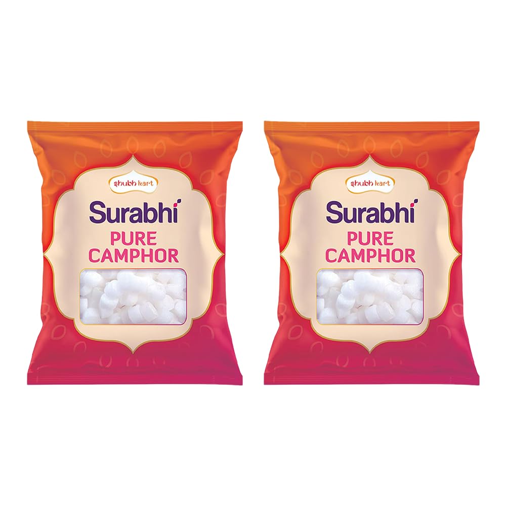 Shubhkart Surabhi Pure Camphor Pouch | Pack of 2 | for Puja, Meditation, Spirituality | 200g (100g x 2) | Refreshing Fragrance | Aromatic Kapooram Tablets | No Residue-image-13
